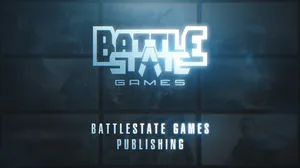The Battlestate Games Publishing logo on a collage The Battlestate Games Publishing logo on a collage