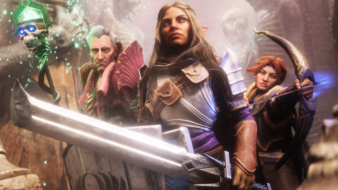 Three fantasy characters pose before the camera. Three fantasy characters pose before the camera.