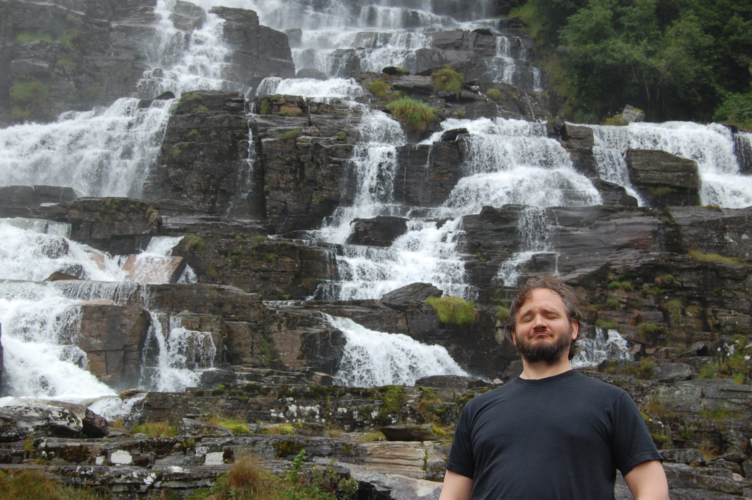 A picture one of the developers enjoying a mountainside stream.