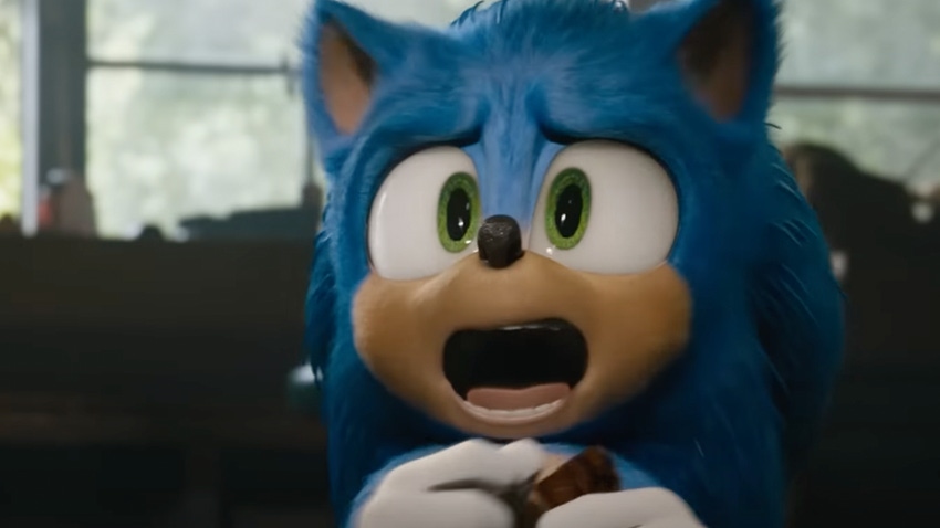Sonic screaming upon being discovered in the Sonic The Hedgehog movie