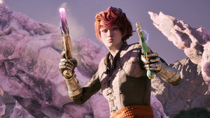 A player character in Avowed duel-wields pistols. A player character in Avowed duel-wields pistols.