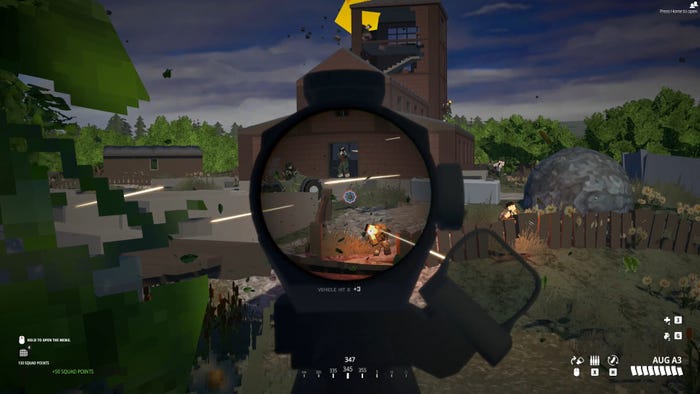 A screenshot from BattleBit Remastered. The player looks through the scope of a rifle.