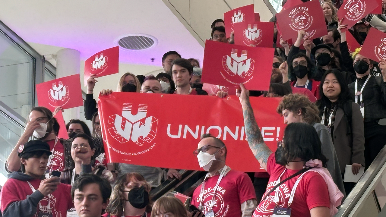 CWA union members begin a rally in Moscone West at GDC 2025 CWA union members begin a rally in Moscone West at GDC 2025