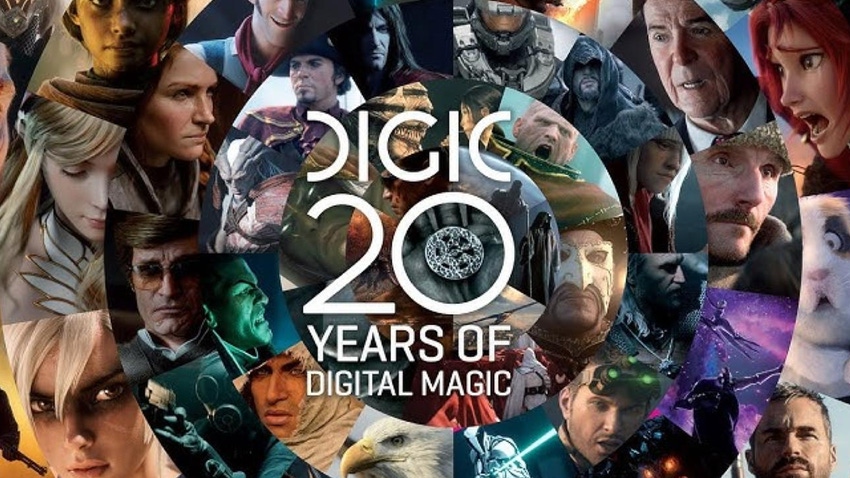 Graphic for animation studio Digic Pictures' portfolio, including Splinter Cell and Assassin's Creed Odyssey.