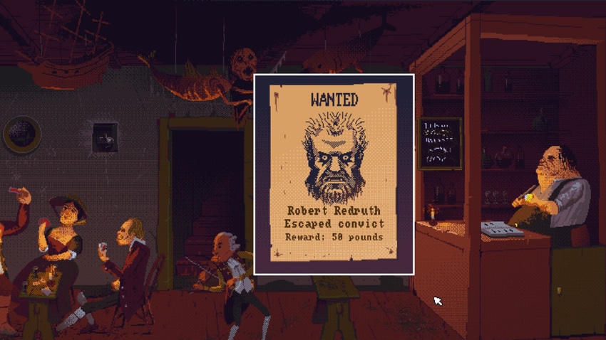 case of the golden idol wanted poster in darkened bar