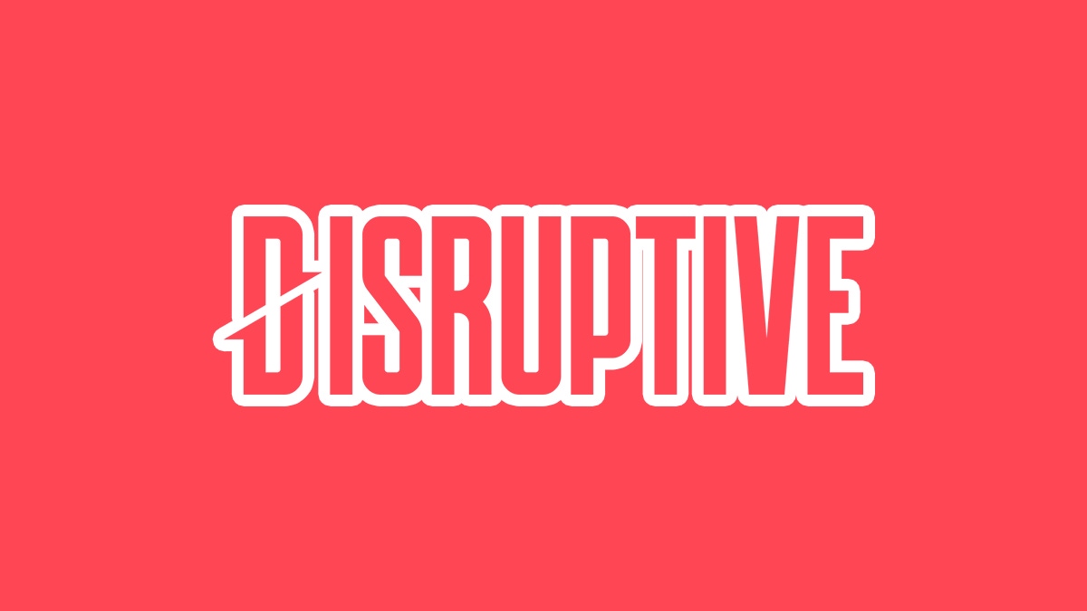 The Disruptive logo on a crimson background The Disruptive logo on a crimson background