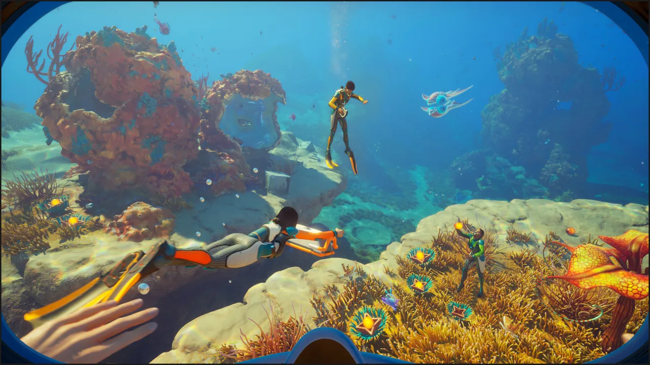 Characters dive in the colorful seas of Subnautica 2 Characters dive in the colorful seas of Subnautica 2