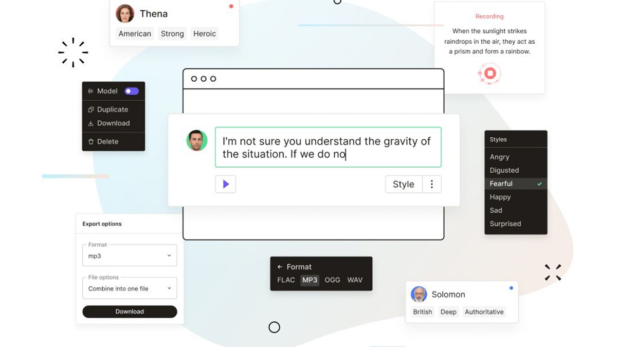 A visual representation of Replica Studio's AI-powered voice generation model A visual representation of Replica Studio's AI-powered voice generation model