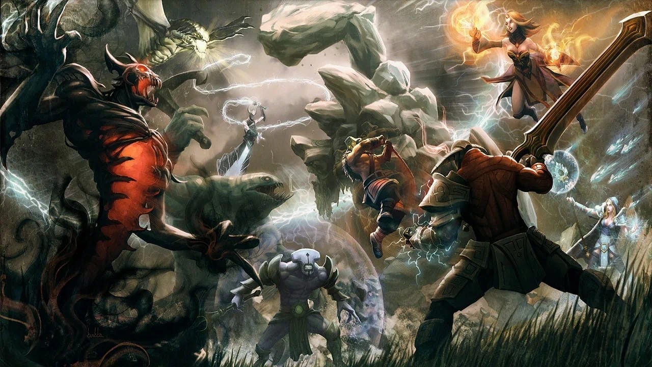 Dota 2对抗场景,展示游戏激烈的对战画面