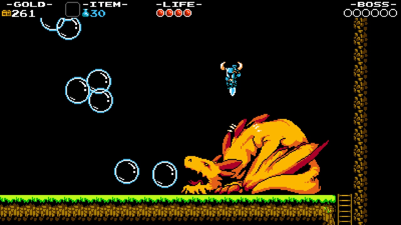Pixel Shovel knight attacking a golden dragon Pixel Shovel knight attacking a golden dragon