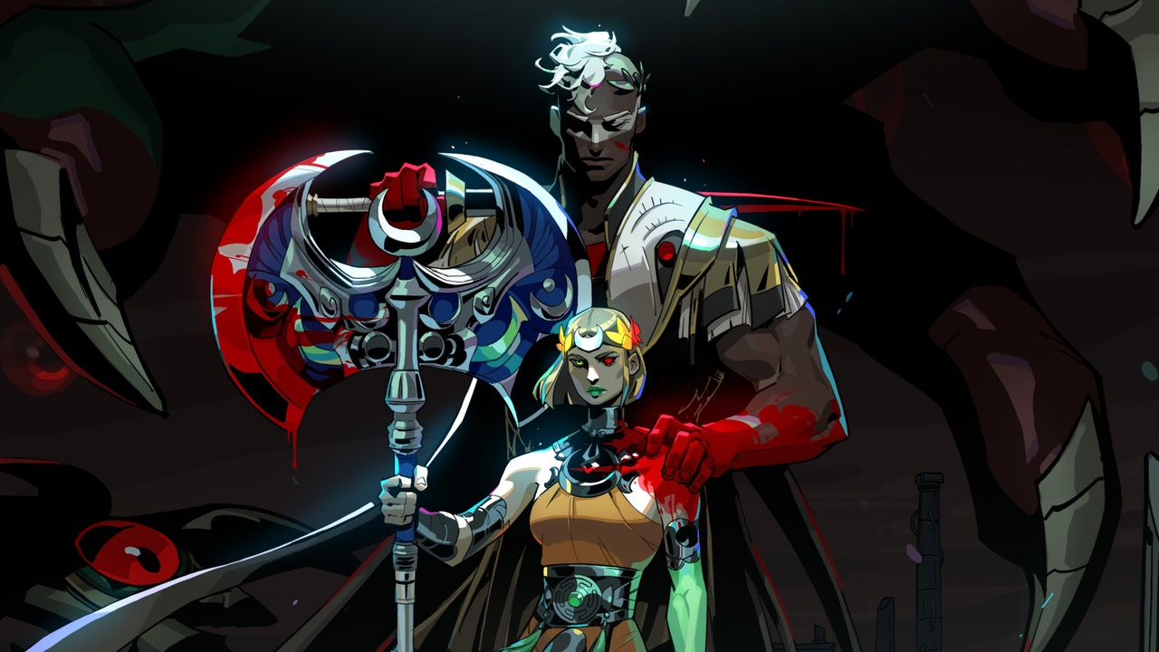 Two characters from Hades II pose with a bloody axe. Two characters from Hades II pose with a bloody axe.
