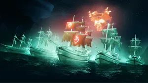 Pirate ships on a ghostly night Pirate ships on a ghostly night