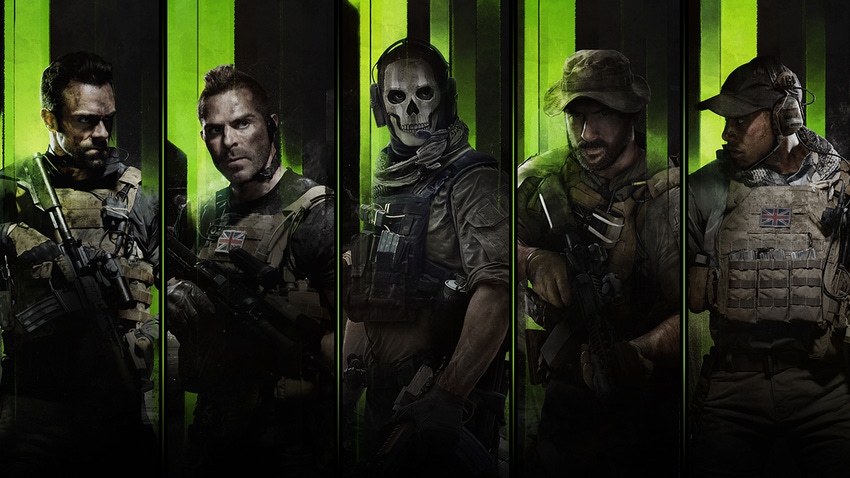 Promo art for Infinity Ward's Call of Duty: Modern Warfare II, showing several soldiers in the story mode.
