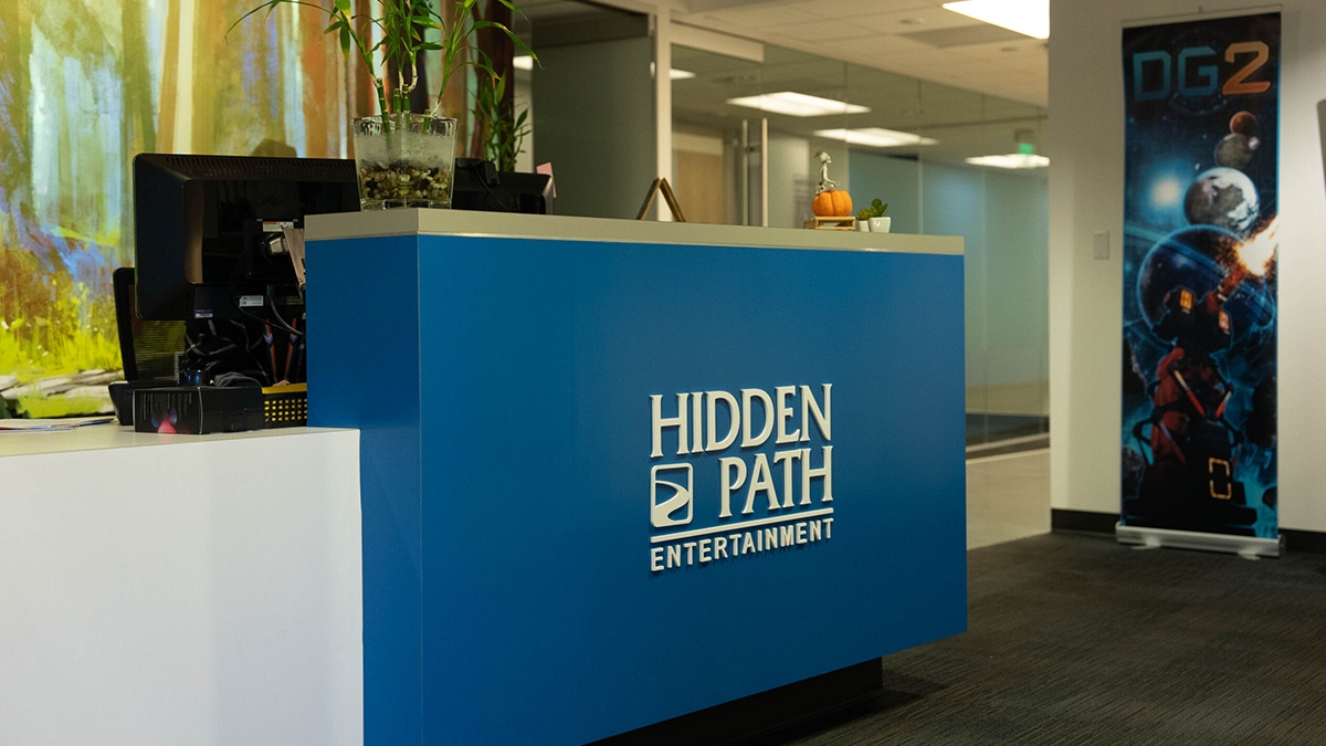 The reception desk at the Hidden Path office The reception desk at the Hidden Path office