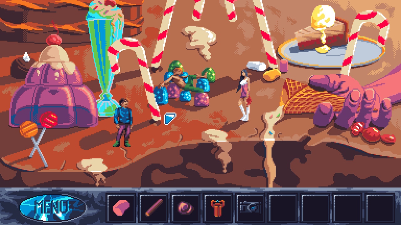 surreal pixel art landscape featuring sweets surreal pixel art landscape featuring sweets