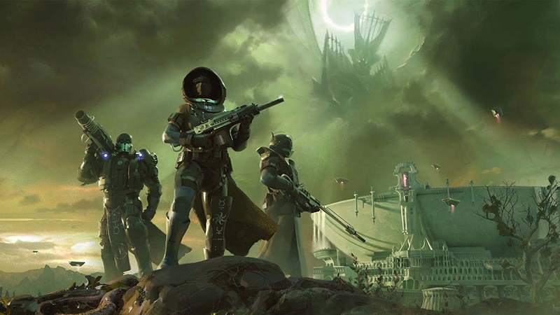 Key art for Bungie's Destiny 2: The Witch Queen, showing Guardians with Savathun in the background.