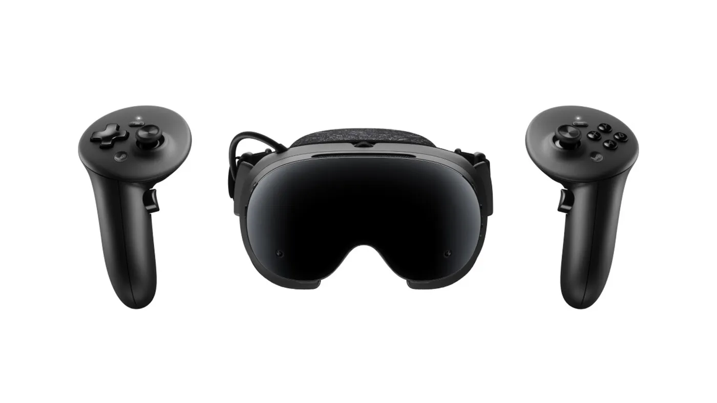 A photo of the Steam Frame, a new VR headset. A photo of the Steam Frame, a new VR headset.