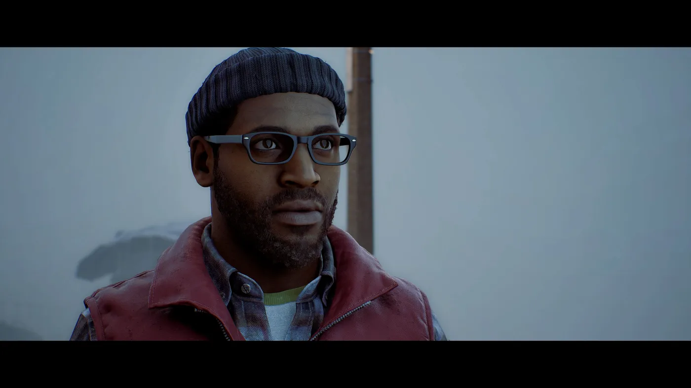 Protagonist Simon against a foggy background Protagonist Simon against a foggy background