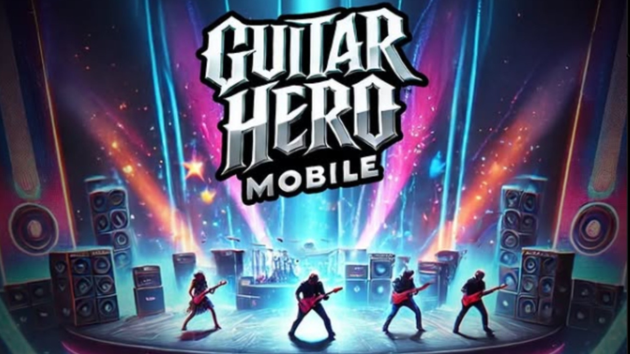 Ad for the fake, nonexistent Guitar Hero Mobile game. Ad for the fake, nonexistent Guitar Hero Mobile game.