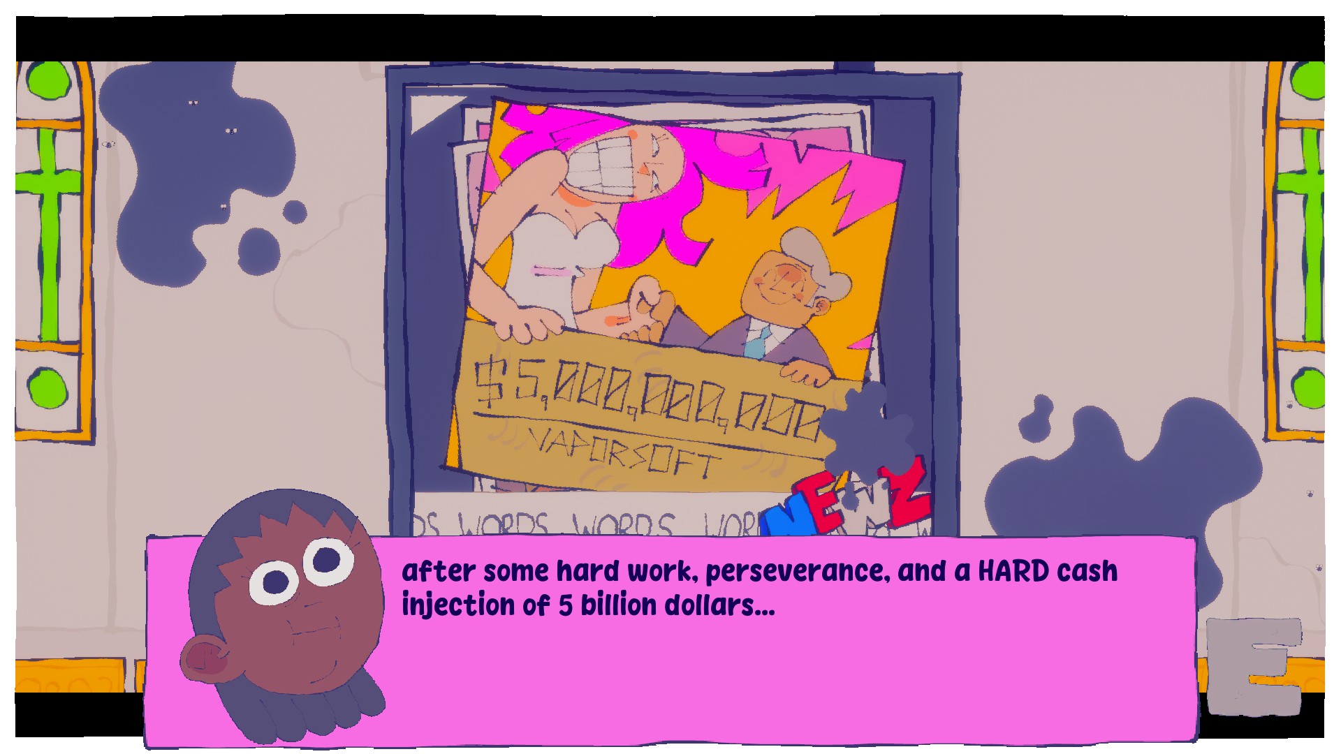 A news channel makes comments about a nepo baby in Shooty Shooty Robot Invasion