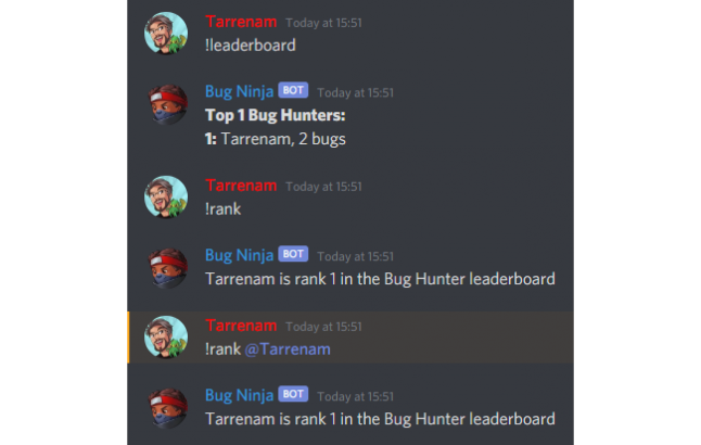 The leaderboard bot in action