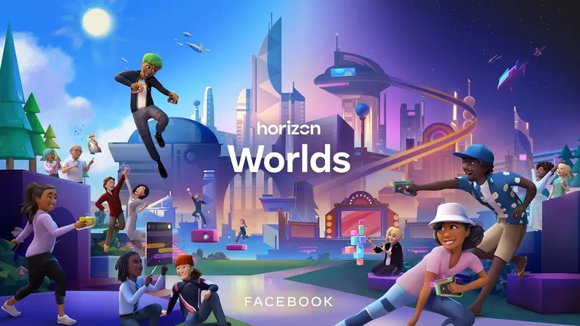 Promotional image for Meta's VR social platform, Horizon Worlds.