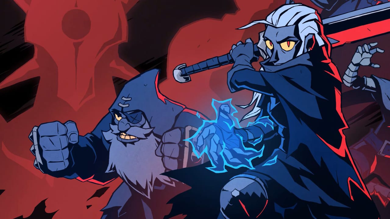 Two characters from Absolum--an elf and a dwarf--strike a pose. Two characters from Absolum--an elf and a dwarf--strike a pose.