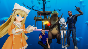 A group of characters interacting in VRChat