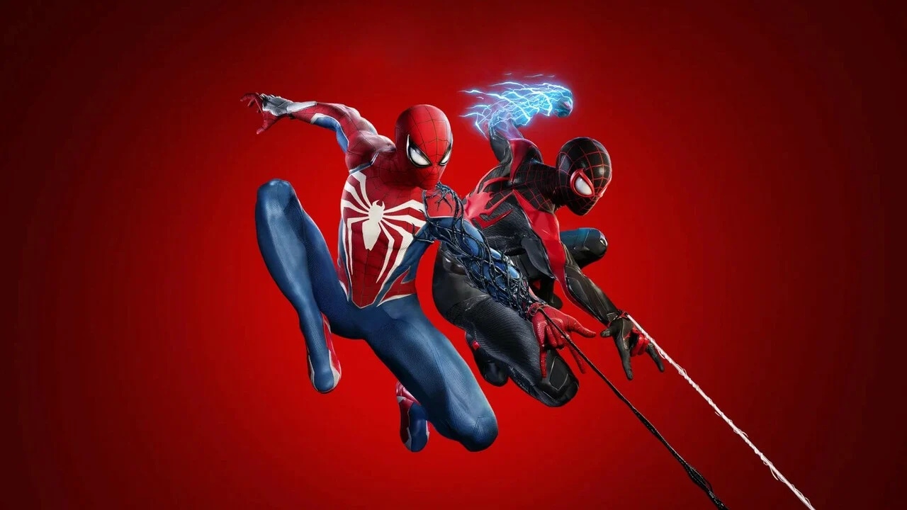 Key art for Marvel's Spider-Man 2, featuring Peter Parker and Miles Morales. Key art for Marvel's Spider-Man 2, featuring Peter Parker and Miles Morales.