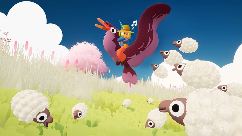 A player in Flock singing to their sheep