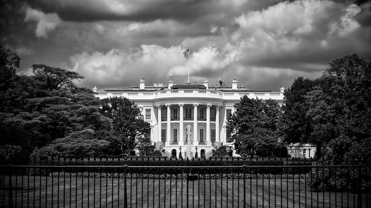The United States White House, in black and white The United States White House, in black and white