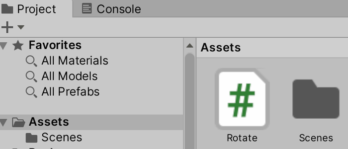 The Rotate script, as it appears in the project pane. The Rotate script, as it appears in the project pane.