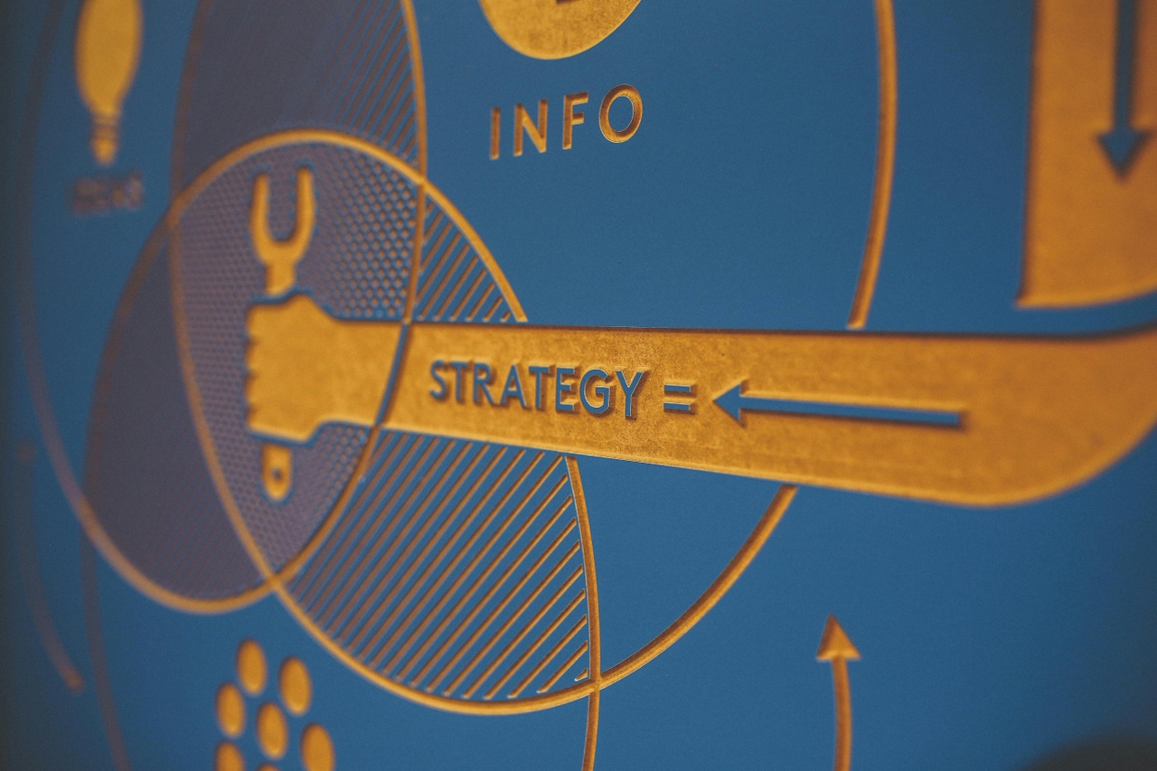 Illustration showing a long arm labeled "strategy" Illustration showing a long arm labeled "strategy"