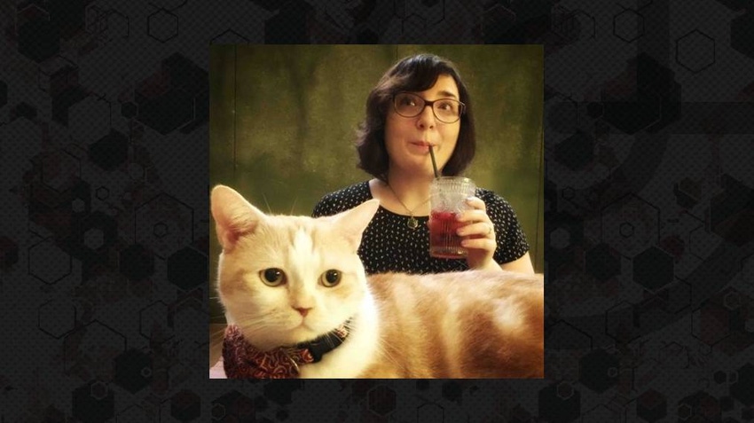 A photo of Shawne Benson—and her cat.
