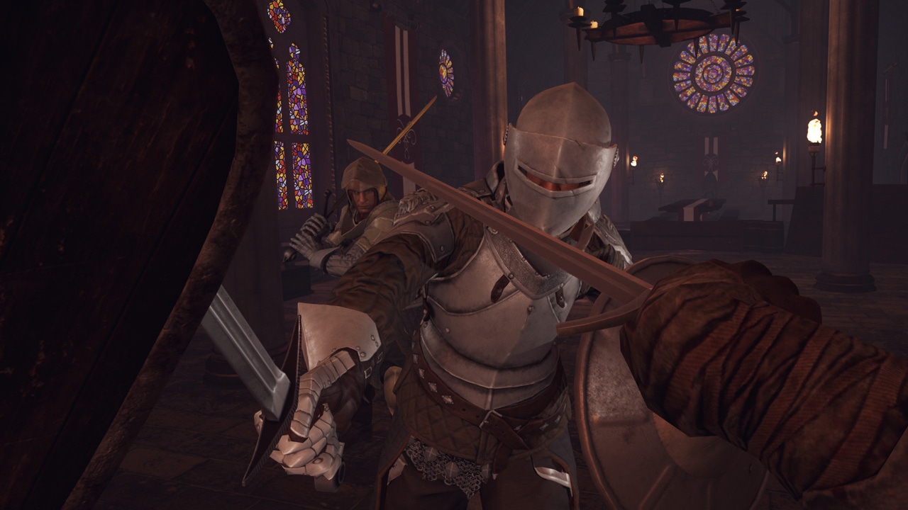 A knight in a screenshot from the 2020 game Swordsman VR. A knight in a screenshot from the 2020 game Swordsman VR.