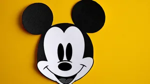 A cardboard cutout of Mickey Mouse. A cardboard cutout of Mickey Mouse.