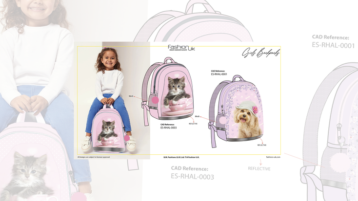 Rendering of a Rachael Hale kid's backpack. Rendering of a Rachael Hale kid's backpack.