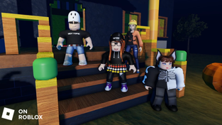 "Roblox" characters in Hot Topic Halloween wear.