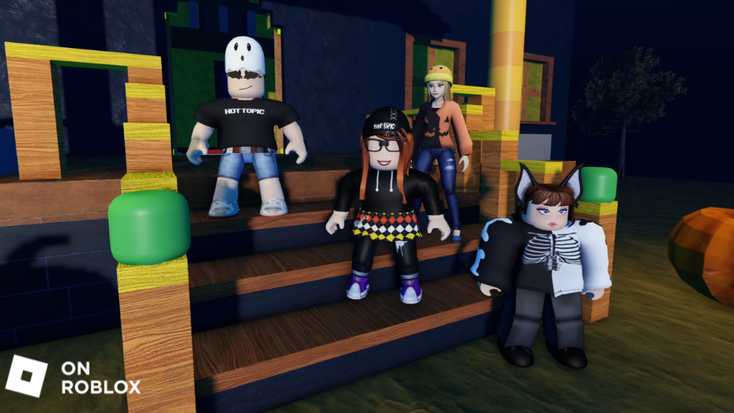 "Roblox" characters in Hot Topic Halloween wear. "Roblox" characters in Hot Topic Halloween wear.