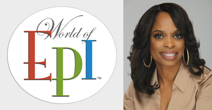 Dr. Lisa Williams, founder, World of EPI alongside the World of EPI logo Dr. Lisa Williams, founder, World of EPI alongside the World of EPI logo
