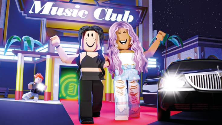 "Roblox" avatars outside the in-game Music Club. "Roblox" avatars outside the in-game Music Club.