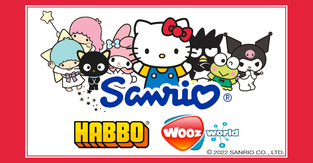 Sanrio characters including, Hello Kitty, My Melody, Badtz-Maru, Chococat, Keroppi, Kuromi and Little Twin Stars.