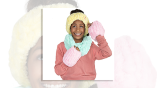 Model wearing items made from Big Fat Yarn.