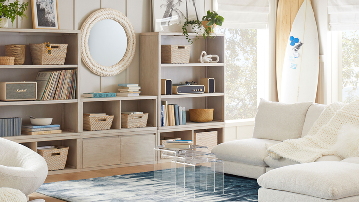 Bedroom featuring the Pottery Barn Teen x Surfrider collection. Bedroom featuring the Pottery Barn Teen x Surfrider collection.