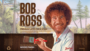 Packaging for Bob Ross deck stain.