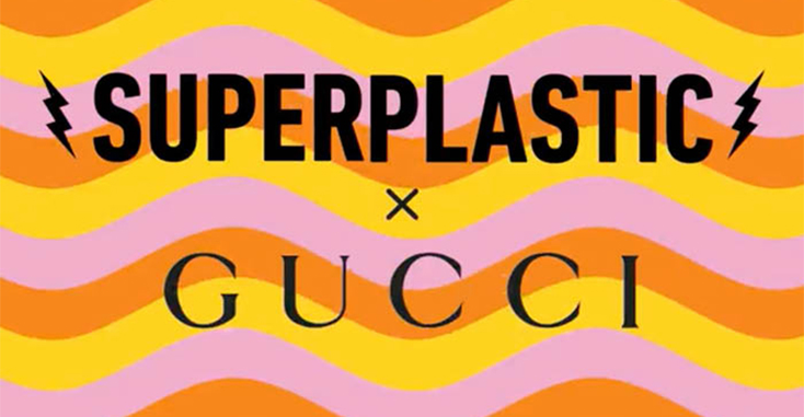 A promotional image for the Superplastic x Gucci collection