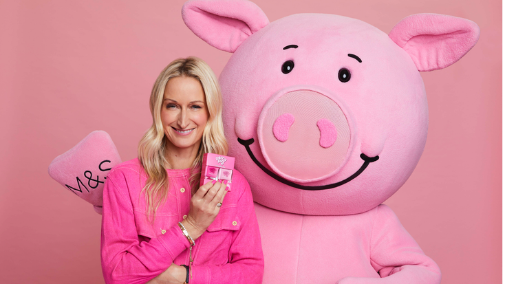 Percy Pig with Thea Green. Percy Pig with Thea Green.