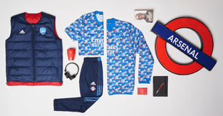 The Adidas/Arsenal collection, which includes a vest, sweatpants and crewneck.