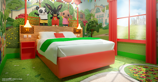 One of the "Bing" hotel rooms at CBeebies Land Hotel, featuring Bing and his friends