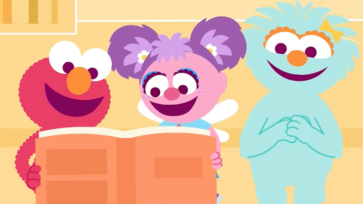 Elmo, Abby Cadabby and Rosita as featured in the "Learn with Sesame" app.